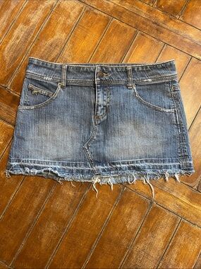 Kali Blue Distressed Denim Mini Skirt